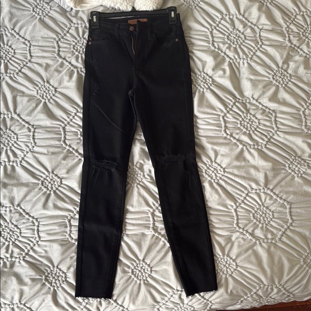 Judy Blue Black Distressed Skinny Jeans